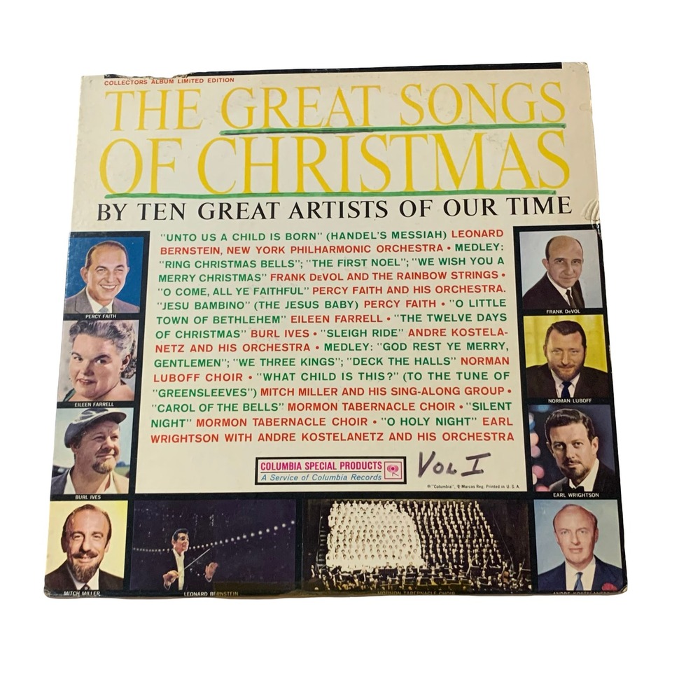 The Great Songs of Christmas Vol 1 Vinyl LP Goodyear Columbia Special Products